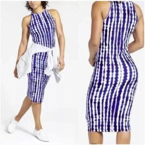 Athleta Bodycon Blue Tie Dye Maxi Tank Dress